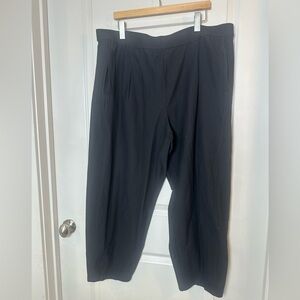 Eileen Fisher Viscose Blend Pleated Pull On Crop Black Minimalist Pants, Size 2X